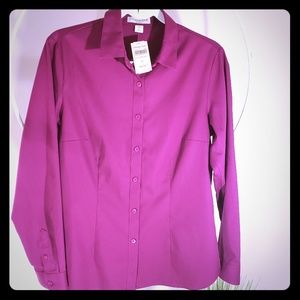 NWT Coldwater Creek Wine No Iron Perfect Shirt